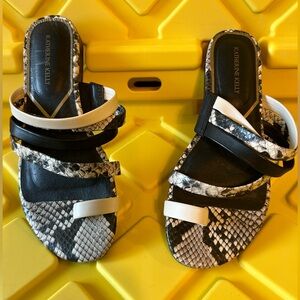Katherine Kelly 5.5 Leather Snake Black White Toe Sandles